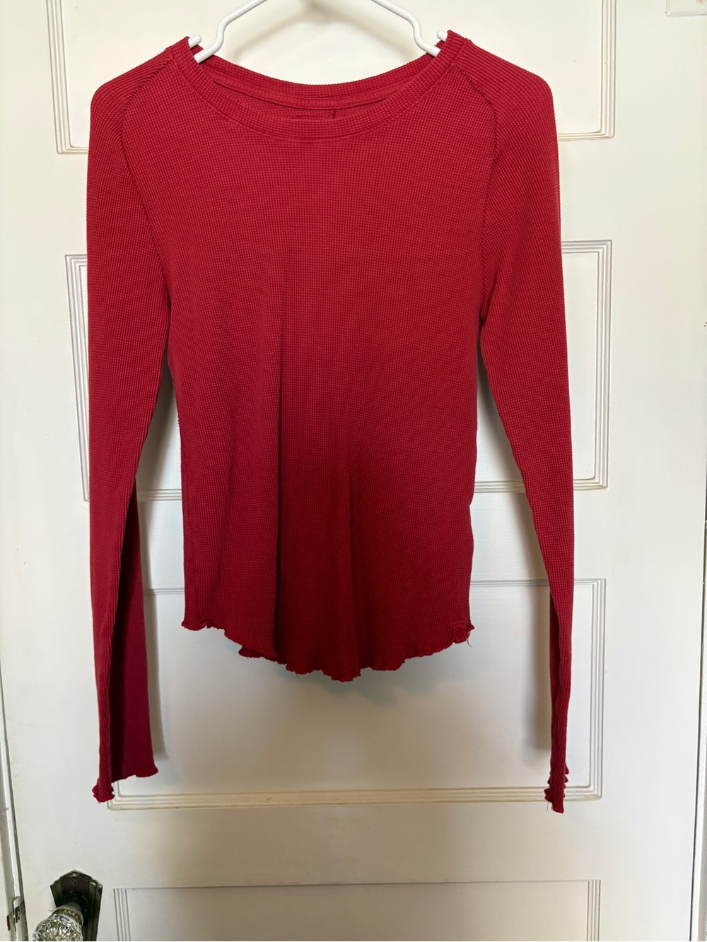 We the Free Women’s Red Long-Sleeve Waffle Knit Top Size M